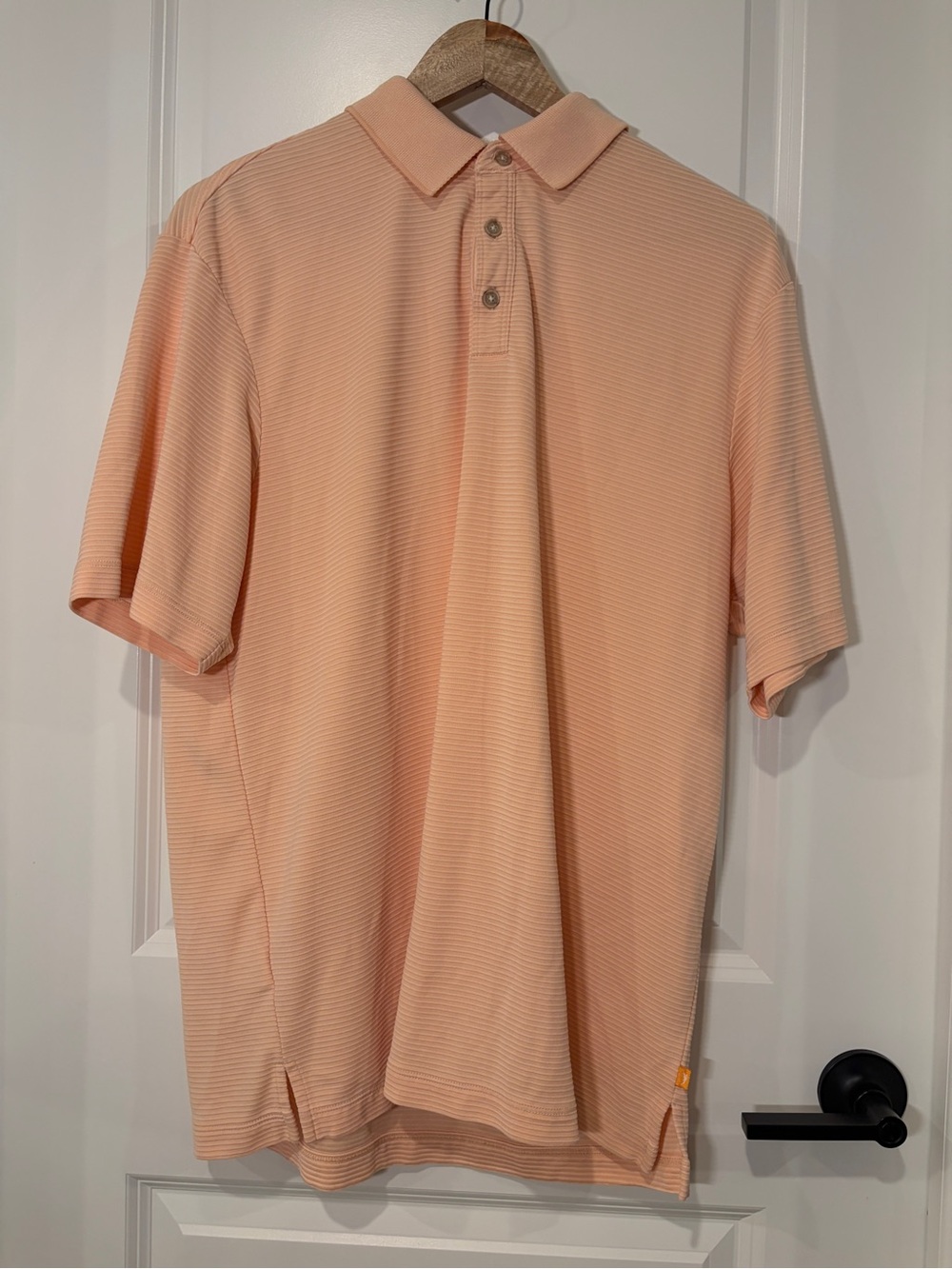 Tommy Bahama Emflowered Modal Polo Shirt Peach Coral Striped Mens Size L